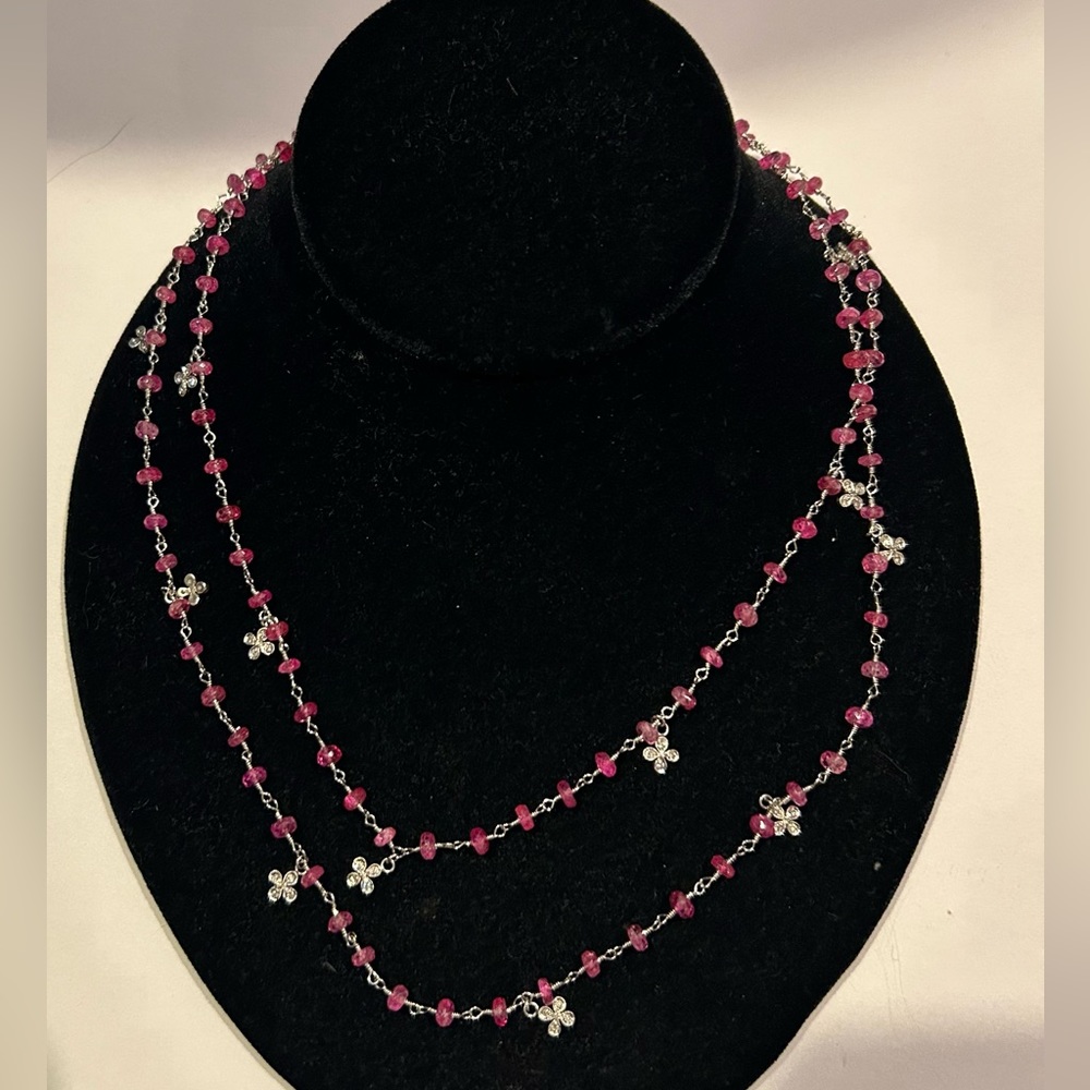 Vintage Cathy Waterman Diamond Platinum Sapphire Necklace